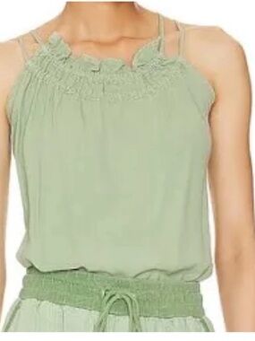 Splendid Large Top Tank Myah Sage Wheat Grass green adjustable ruched neck NWT